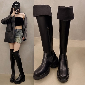 Γυναικείες μπότες με χοντρή σόλα 2024 φθινόπωρο νέα μόδα μόδας Joker casual στυλ ρετρό ιδιοσυγκρασία μπότες μόδας