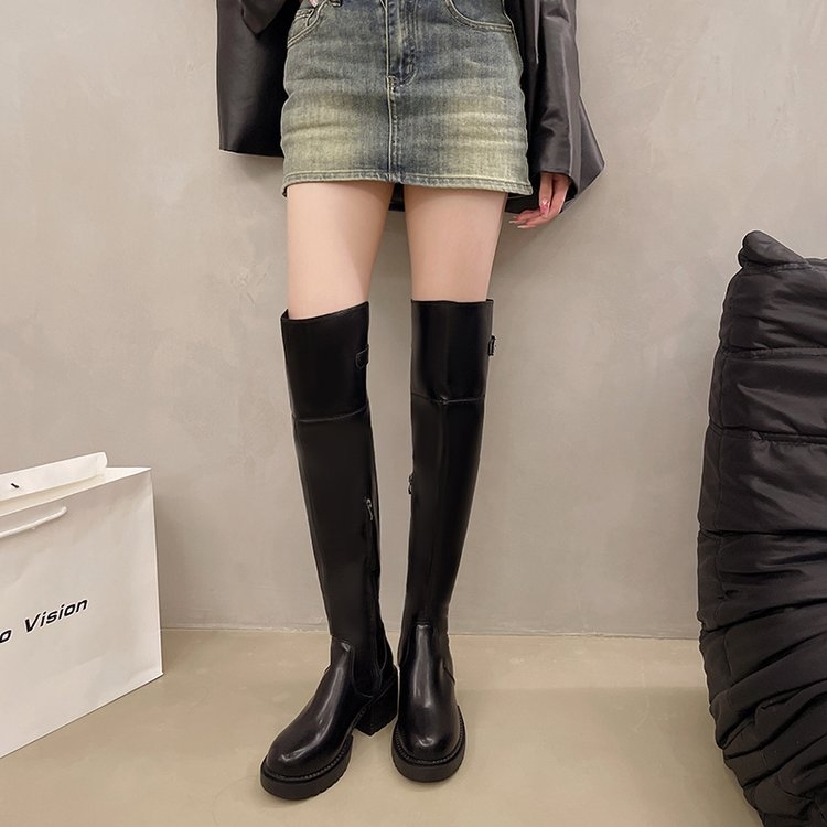 Γυναικείες μπότες με χοντρή σόλα 2024 φθινόπωρο νέα μόδα μόδας Joker casual στυλ ρετρό ιδιοσυγκρασία μπότες μόδας