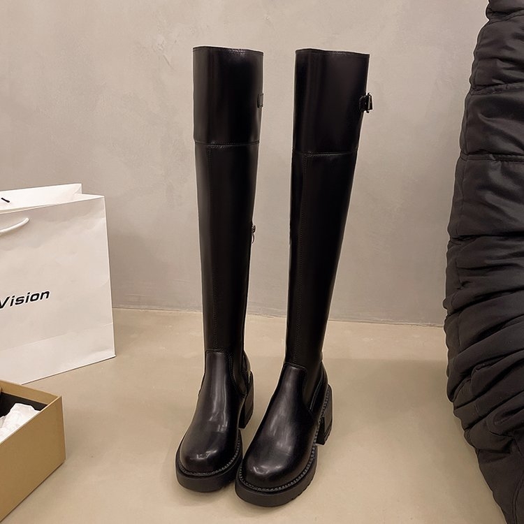 Γυναικείες μπότες με χοντρή σόλα 2024 φθινόπωρο νέα μόδα μόδας Joker casual στυλ ρετρό ιδιοσυγκρασία μπότες μόδας