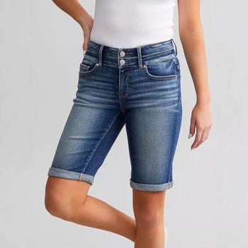 Γυναικείο παντελόνι τζιν μεσαίου μήκους, διασυνοριακό, ευρωπαϊκό και αμερικανικό, νέα μόδα, σε υψηλές πωλήσεις, ελαστικό παντελόνι με πλυμένα τζιν με διπλά κουμπιά