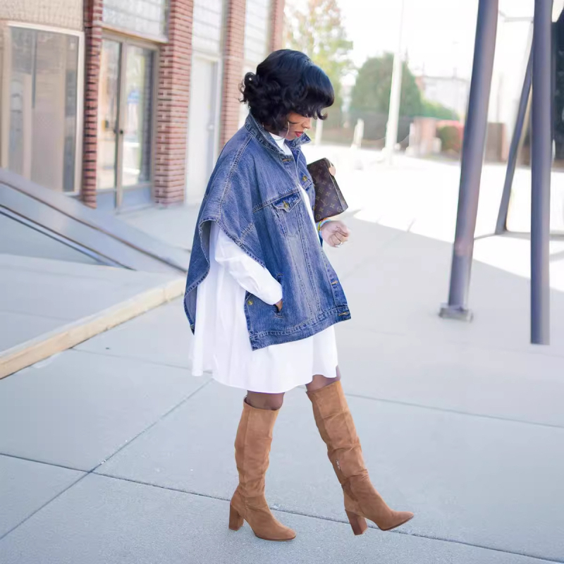 2023 Nou AliExpress temu Independent Station Explosions Jachetă elegantă din denim cu imprimeu neregulat, model pelerinat