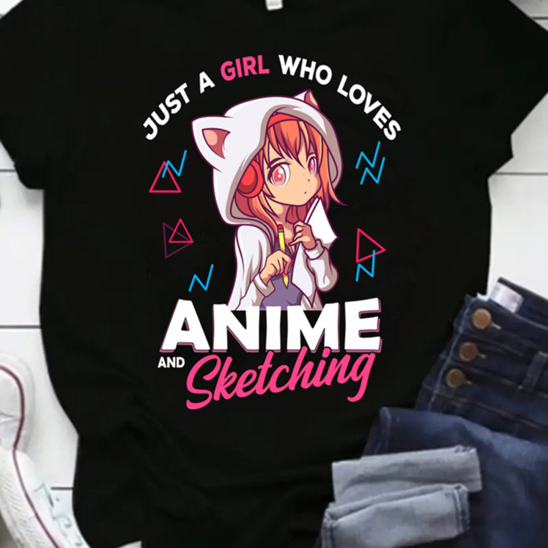 Μπλούζα με στρογγυλή λαιμόκοψη και γραφικά anime - Μαλακό, αναπνεύσιμο