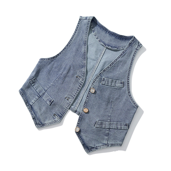 2022. aasta kevad- ja suve uus Euroopa ja Ameerika väliskaubanduse internetikuulsuste teksariidest vest naiste lühikeste vestidega mantel