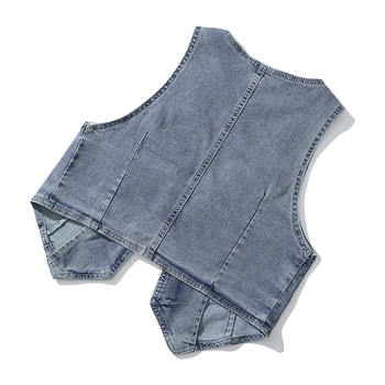 2022. aasta kevad- ja suve uus Euroopa ja Ameerika väliskaubanduse internetikuulsuste teksariidest vest naiste lühikeste vestidega mantel