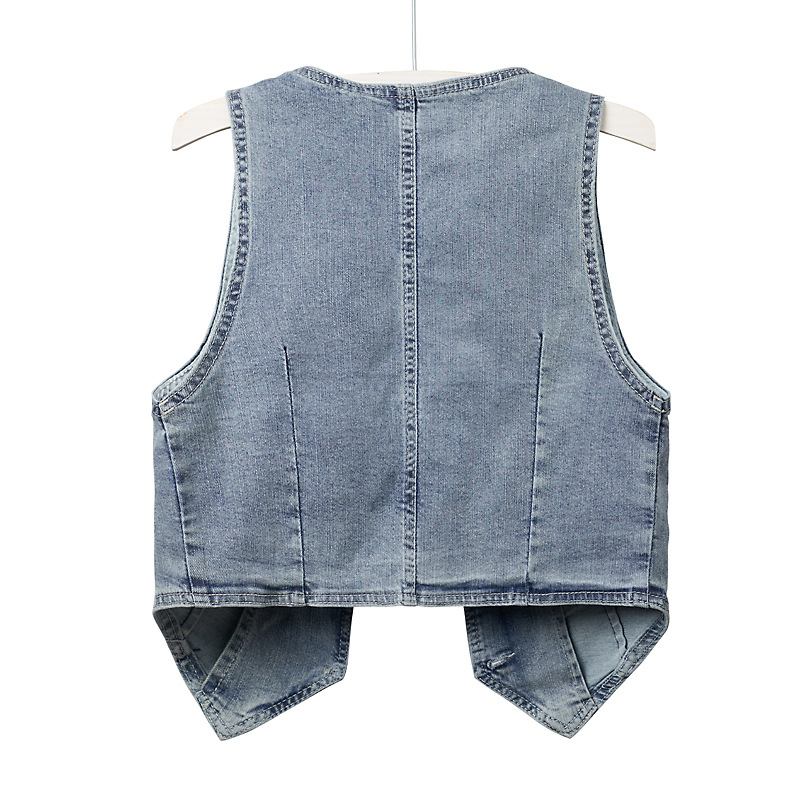 2022. aasta kevad- ja suve uus Euroopa ja Ameerika väliskaubanduse internetikuulsuste teksariidest vest naiste lühikeste vestidega mantel