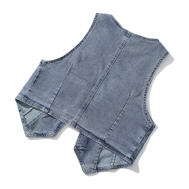 2022. aasta kevad- ja suve uus Euroopa ja Ameerika väliskaubanduse internetikuulsuste teksariidest vest naiste lühikeste vestidega mantel