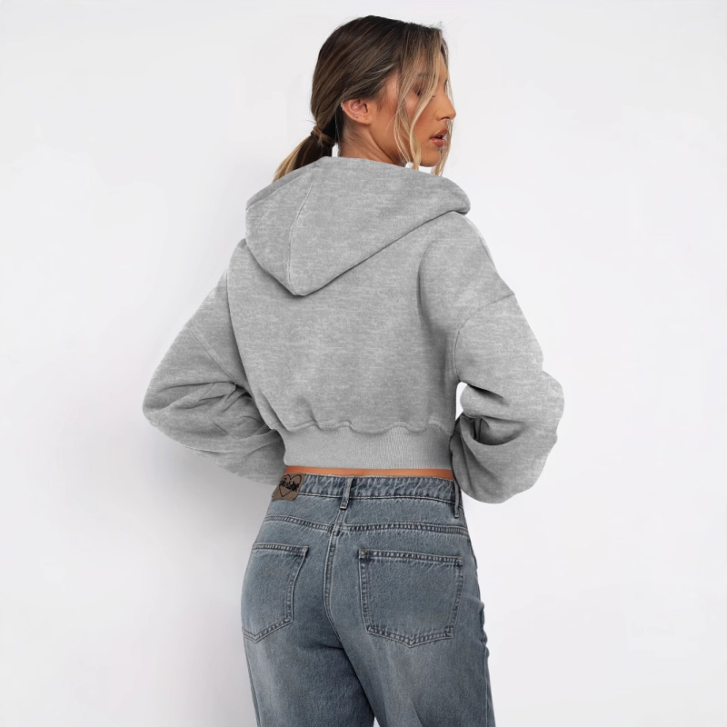 Ευρωπαϊκή και αμερικανική σε απόθεμα Κοντή, μακρυμάνικη, κουκούλα και φερμουάρ, κοντή φόρμα Amazon Sweat Explosions