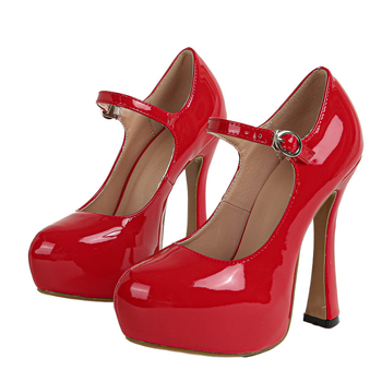 2025 Ευρωπαϊκά και Αμερικανικά μεγάλα μεγέθη στις αρχές της άνοιξης, Νέα μονολεκτικά σανδάλια με αγκράφα από λουστρίνι, χοντρά ψηλοτάκουνα παπούτσια, αδιάβροχα, πλατφόρμα, 13cm, ψηλοτάκουνα παπούτσια