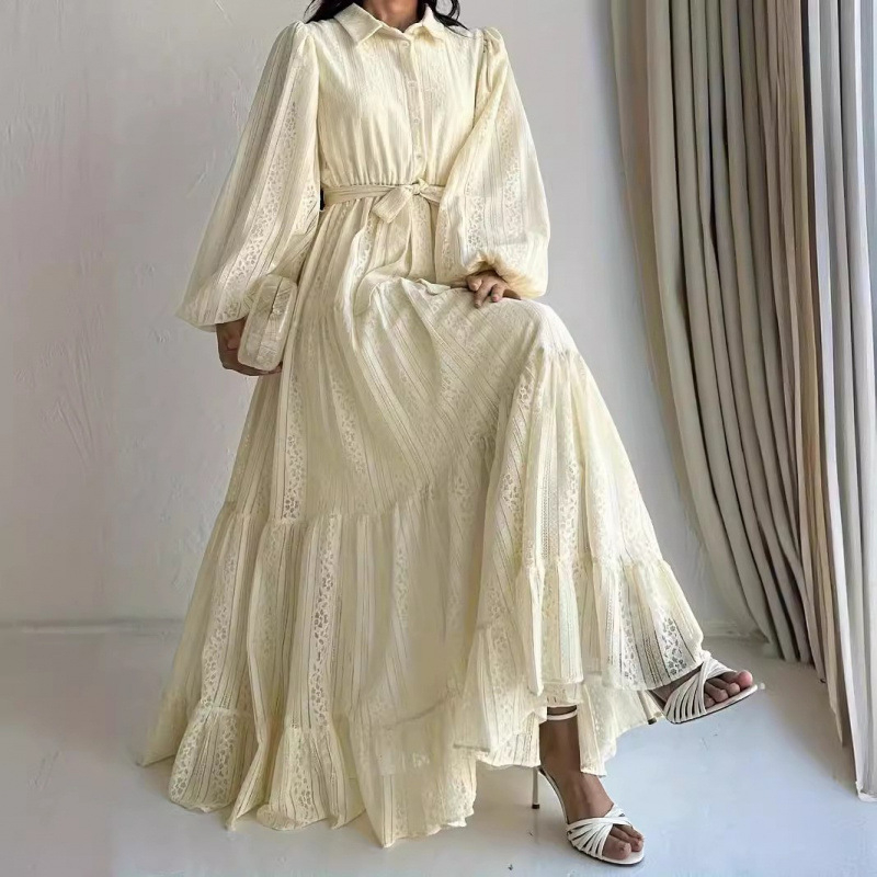 Γυναικεία Ρόμπα με Δαντέλα και Lassel από Δαντέλα στη Μέση Ανατολή, Κομψό Φόρεμα