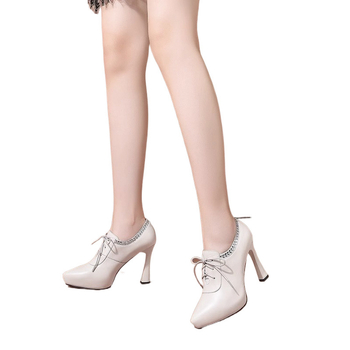 Ψηλοτάκουνα παπούτσια με πλατφόρμα και στρας, φθινόπωρο 2024, νέα άφιξη, All-Match 34, μικρό μέγεθος, γυναικεία παπούτσια με βαθύ τακούνι στιλέτο