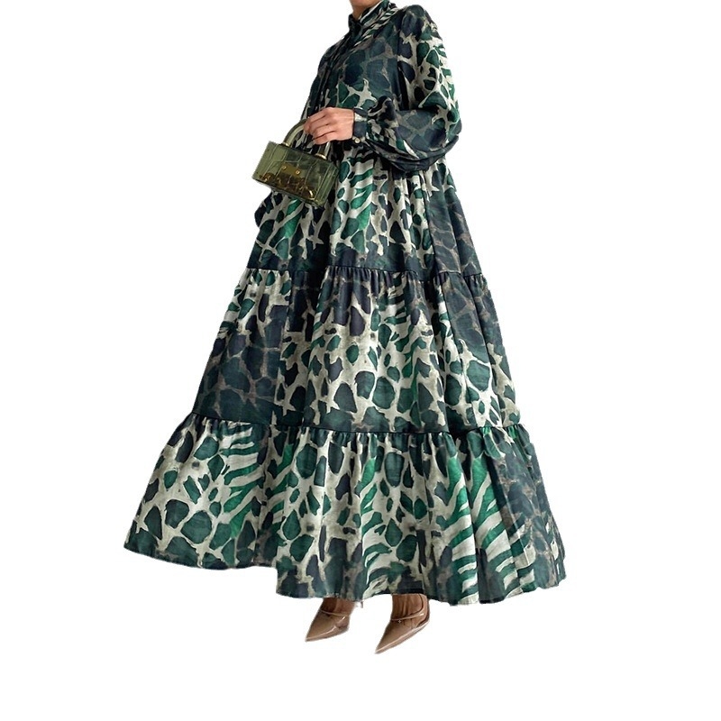 M2677 Διασυνοριακό Amazon Γυναικείο Μουσουλμανικό Νέας Άφιξης με Μακρύ, Μοντέρνο και Κομψό Φόρεμα, Υφασμάτινο, Εκτυπώσιμο, Νέας Άφιξης, Μοντέρνο, Κομψό Φόρεμα