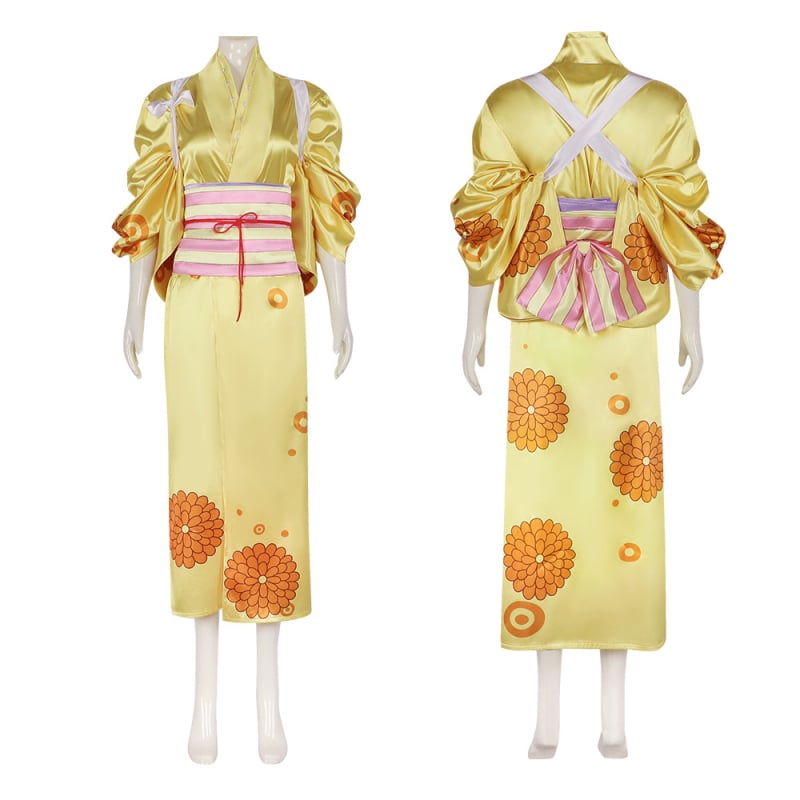 Viengabala krizantēmas kostīms, cos apģērbs, Jūras karaļa dzeltenais kimono, cosplay, Helovīna divdimensiju anime kostīms