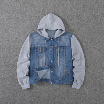 Amazon Foreign Trade Νέο τζιν παλτό με κουκούλα και ραφές Γυναικείο χαλαρό τζάκετ Super plus size με μπούστο και μπούστο 6