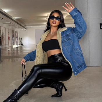 20731 # Határokon átnyúló Amazon Aliexpress európai és amerikai dögös lányos női dzseki plusz bársony farmer laza dzseki