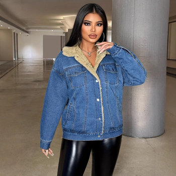 20731 # Határokon átnyúló Amazon Aliexpress európai és amerikai dögös lányos női dzseki plusz bársony farmer laza dzseki