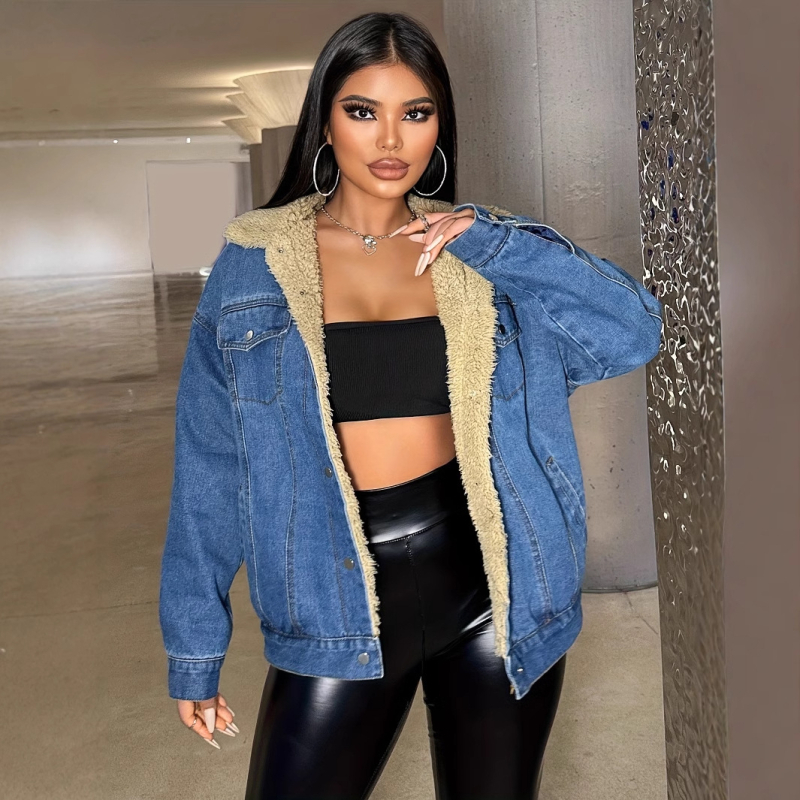 20731 # Határokon átnyúló Amazon Aliexpress európai és amerikai dögös lányos női dzseki plusz bársony farmer laza dzseki