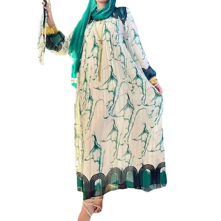 M2890 Διασυνοριακό Amazon Γυναικείο Μουσουλμανικό Νέο Φθινοπωρινό Μακρύ Φόρεμα Μόδας Κομψό Φόρεμα