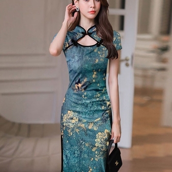 Μικρό ρετρό βελτιωμένο φόρεμα αδυνατίσματος cheongsam slim fit 2024 για νεαρά κορίτσια, κινέζικο στυλ, μόδα