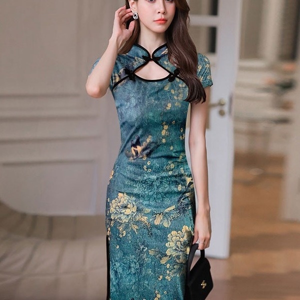 Μικρό ρετρό βελτιωμένο φόρεμα αδυνατίσματος cheongsam slim fit 2024 για νεαρά κορίτσια, κινέζικο στυλ, μόδα