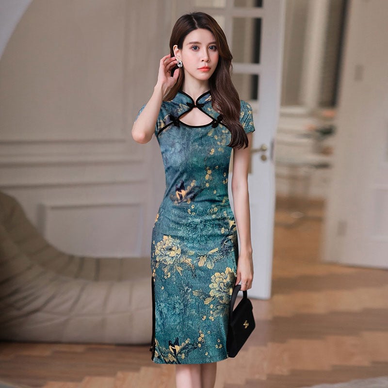 Μικρό ρετρό βελτιωμένο φόρεμα αδυνατίσματος cheongsam slim fit 2024 για νεαρά κορίτσια, κινέζικο στυλ, μόδα