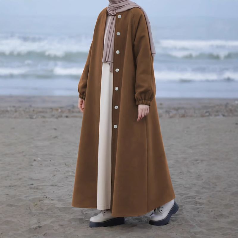 M2999 Amazon Διασυνοριακό Ευρωπαϊκό και Αμερικανικό Φθινόπωρο και Χειμώνας Νέο Καθαρό Χρώμα Μόδα Κομψό Παλτό Μακρύ Ζακέτα Χαλαρό Παλτό