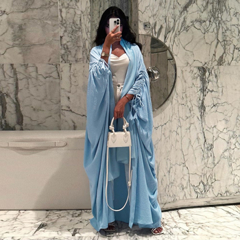 modem2024 Közel-keleti divatos európai muszlim Dubai egyszínű denevérujjú lezser plus size kardigán