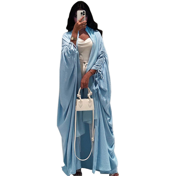 modem2024 Közel-keleti divatos európai muszlim Dubai egyszínű denevérujjú lezser plus size kardigán