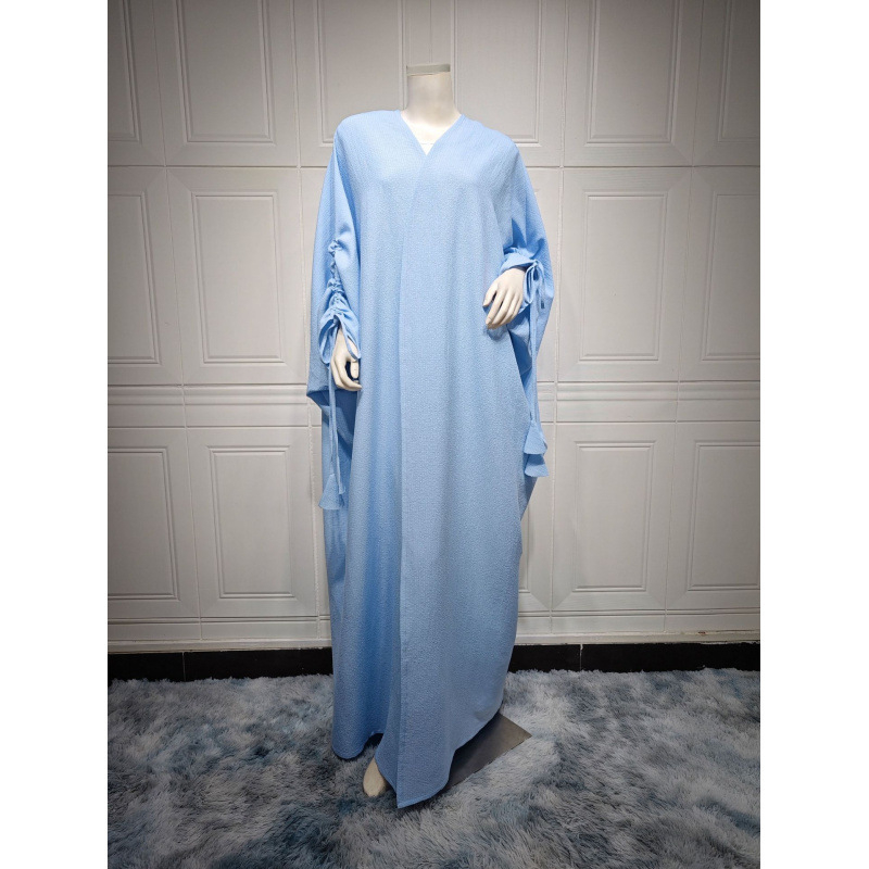 modem2024 Közel-keleti divatos európai muszlim Dubai egyszínű denevérujjú lezser plus size kardigán