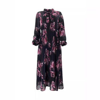 M2613 Διασυνοριακό Μουσουλμανικό Νέο Φόρεμα από Σιφόν με Πέρλες και Πλισέ Μακρύ, Μοντέρνο και Κομψό Μακρύ Φόρεμα