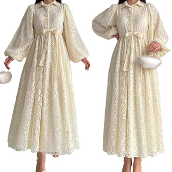 M2610 Διασυνοριακές Γυναίκες στη Μέση Ανατολή Μουσουλμάνες Νέες Εκρήξεις Δαντέλα Lassel Ρόμπα Κομψό Φόρεμα