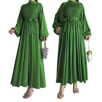 M2697 Amazon Cross Border Γυναικείο Μακρύ Φόρεμα με Στυλ Μουσουλμανικής Ιδιοσυγκρασίας, Μονόχρωμο, σε Στυλ Μέσης Ανατολής