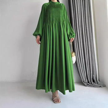 M2697 Amazon Cross Border Γυναικείο Μακρύ Φόρεμα με Στυλ Μουσουλμανικής Ιδιοσυγκρασίας, Μονόχρωμο, σε Στυλ Μέσης Ανατολής