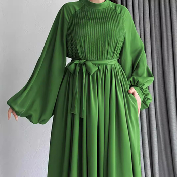 M2697 Amazon Cross Border Γυναικείο Μακρύ Φόρεμα με Στυλ Μουσουλμανικής Ιδιοσυγκρασίας, Μονόχρωμο, σε Στυλ Μέσης Ανατολής