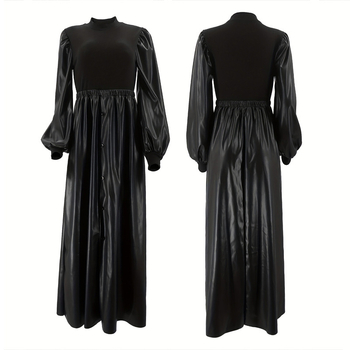 M2551 διασυνοριακό μουσουλμανικό νέο μονόχρωμο μακρύ φόρεμα με ραφές και κομψό σχέδιο για γυναίκες στη Μέση Ανατολή