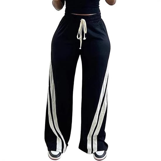 Pantaloni sport cu talie elastică, stil sport, stil european și american, transfrontalieri, confortabili, lejeri, cu șnur, casual, pentru femei, mărimi mari, în stoc