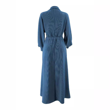 M2560 Διασυνοριακό Μουσουλμανικό φόρεμα με ζώνη και πέτο, μονόχρωμο, κομψό, μακρύ φόρεμα