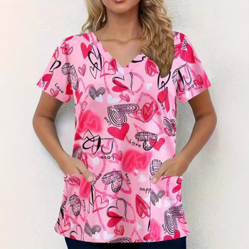 Kuum romantiline halloweeniarmastus 3D-prinditud naiste pullover V-kaelusega, õhukese lõikega õlaga, topelttaskuga lühikeste varrukatega imetamisriided