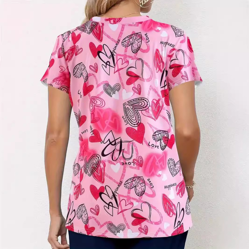 Kuum romantiline halloweeniarmastus 3D-prinditud naiste pullover V-kaelusega, õhukese lõikega õlaga, topelttaskuga lühikeste varrukatega imetamisriided