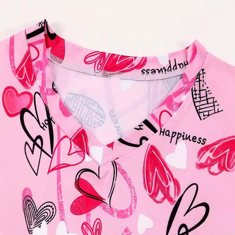 Kuum romantiline halloweeniarmastus 3D-prinditud naiste pullover V-kaelusega, õhukese lõikega õlaga, topelttaskuga lühikeste varrukatega imetamisriided