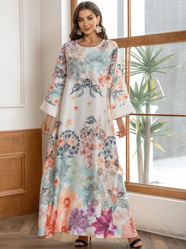 SW003 Lähis-Ida Araabia piiriülese e-kaubanduse plahvatused moslemi rüü mood küünte teemanttrükiga daamide kleit