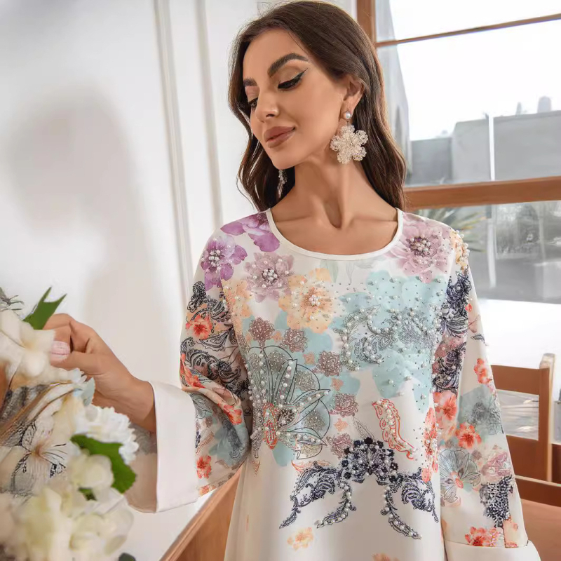 SW003 Lähis-Ida Araabia piiriülese e-kaubanduse plahvatused moslemi rüü mood küünte teemanttrükiga daamide kleit