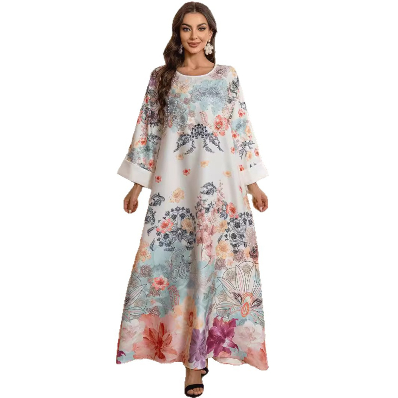 SW003 Lähis-Ida Araabia piiriülese e-kaubanduse plahvatused moslemi rüü mood küünte teemanttrükiga daamide kleit