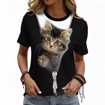 Ευρώπη και Ηνωμένες Πολιτείες διασυνοριακό Amazon ebay best-seller τρισδιάστατο μοντέρνο γυναικείο μπλουζάκι με στρογγυλή λαιμόκοψη και κοντομάνικο για την άνοιξη και το καλοκαίρι TEMU