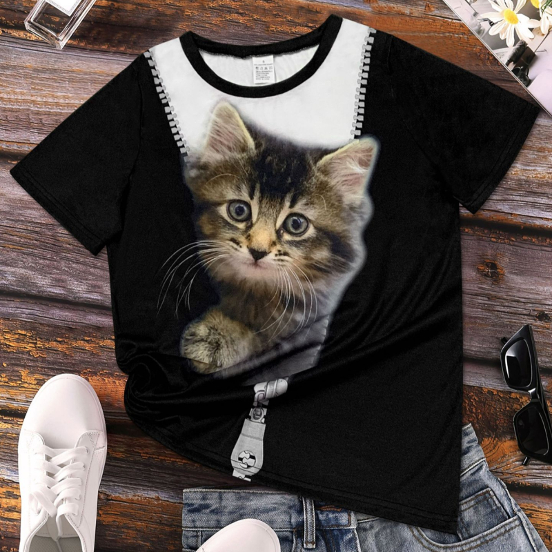 Ευρώπη και Ηνωμένες Πολιτείες διασυνοριακό Amazon ebay best-seller τρισδιάστατο μοντέρνο γυναικείο μπλουζάκι με στρογγυλή λαιμόκοψη και κοντομάνικο για την άνοιξη και το καλοκαίρι TEMU