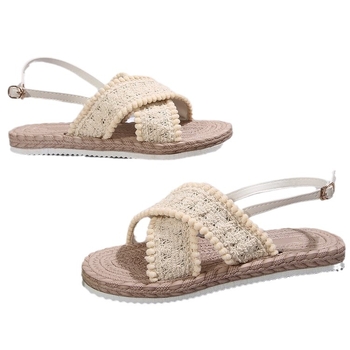 Austos kanapių virvės apačia užsienio prekybos kryžminio diržo moteriškos paplūdimio basutės, 2025 m. vasaros, naujos, tarpvalstybinės, Europos ir Amerikos, plius dydžio basutės, 43