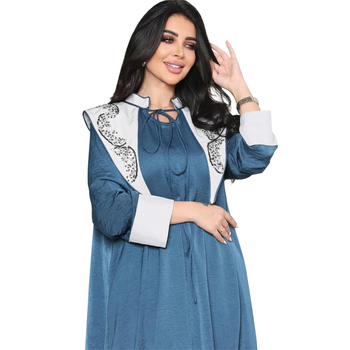 XQY500174 Διασυνοριακή Ρούχα Μόδας Μέσης Ανατολής Diamond Tether Αντίθεση Χρωμάτων Ρόμπα Γυναικείο Φόρεμα Jalabiya