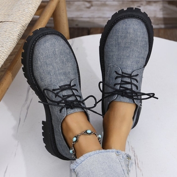 Γυναικεία Loafers Εξωτερικού Εμπορίου Plus Size 2025, Άνοιξη και Φθινόπωρο, Νέα, Μοντέρνα, Άνετα, Δερμάτινα Παπούτσια Βρετανικού Στυλ, με Χοντρό Τακούνι και Δαντέλα