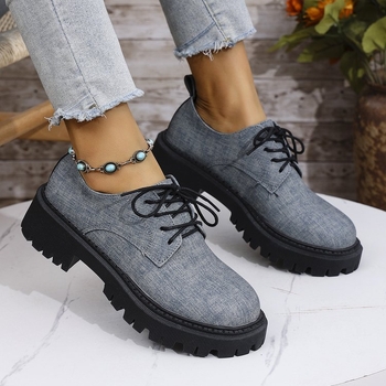 Γυναικεία Loafers Εξωτερικού Εμπορίου Plus Size 2025, Άνοιξη και Φθινόπωρο, Νέα, Μοντέρνα, Άνετα, Δερμάτινα Παπούτσια Βρετανικού Στυλ, με Χοντρό Τακούνι και Δαντέλα