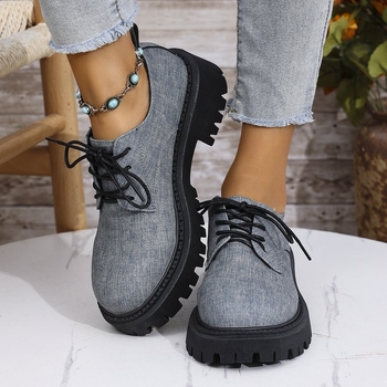 Γυναικεία Loafers Εξωτερικού Εμπορίου Plus Size 2025, Άνοιξη και Φθινόπωρο, Νέα, Μοντέρνα, Άνετα, Δερμάτινα Παπούτσια Βρετανικού Στυλ, με Χοντρό Τακούνι και Δαντέλα