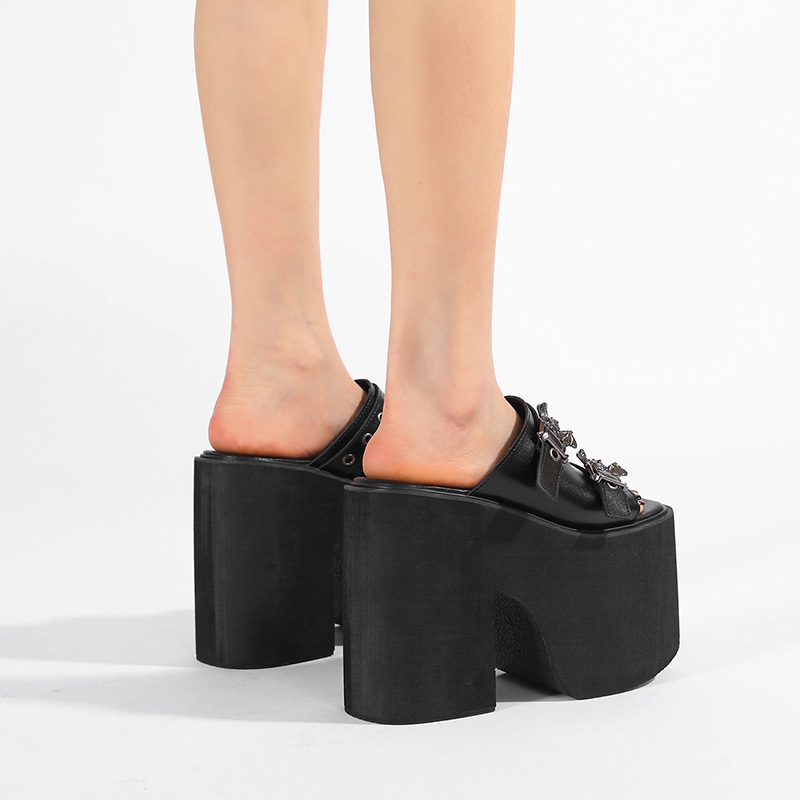 Γυναικεία Σανδάλια με Πλατφόρμα, Καλοκαιρινά, Νέο Γοτθικό Στυλ, Διακριτικά Μεταλλικά Αξεσουάρ Νυχτερίδας, Σανδάλια Πλατφόρμας για Γυναίκες